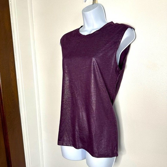 Zobha Tops - ZOBHA Activewear Tank, Metallic Purple, Slouchy Back, Size Small